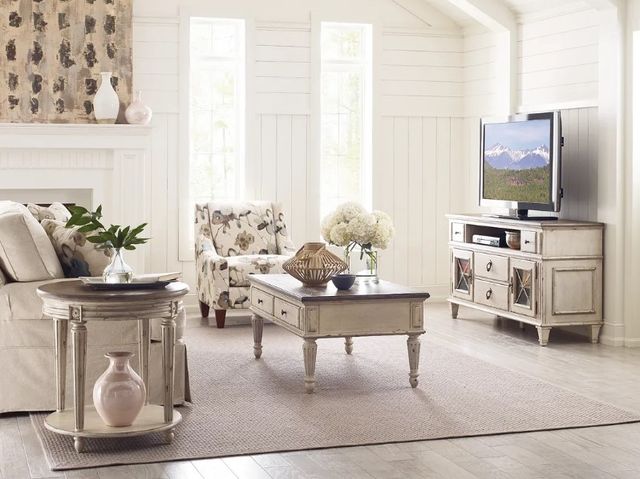 Hammary® Southbury Brown Round End Table with White Base-2