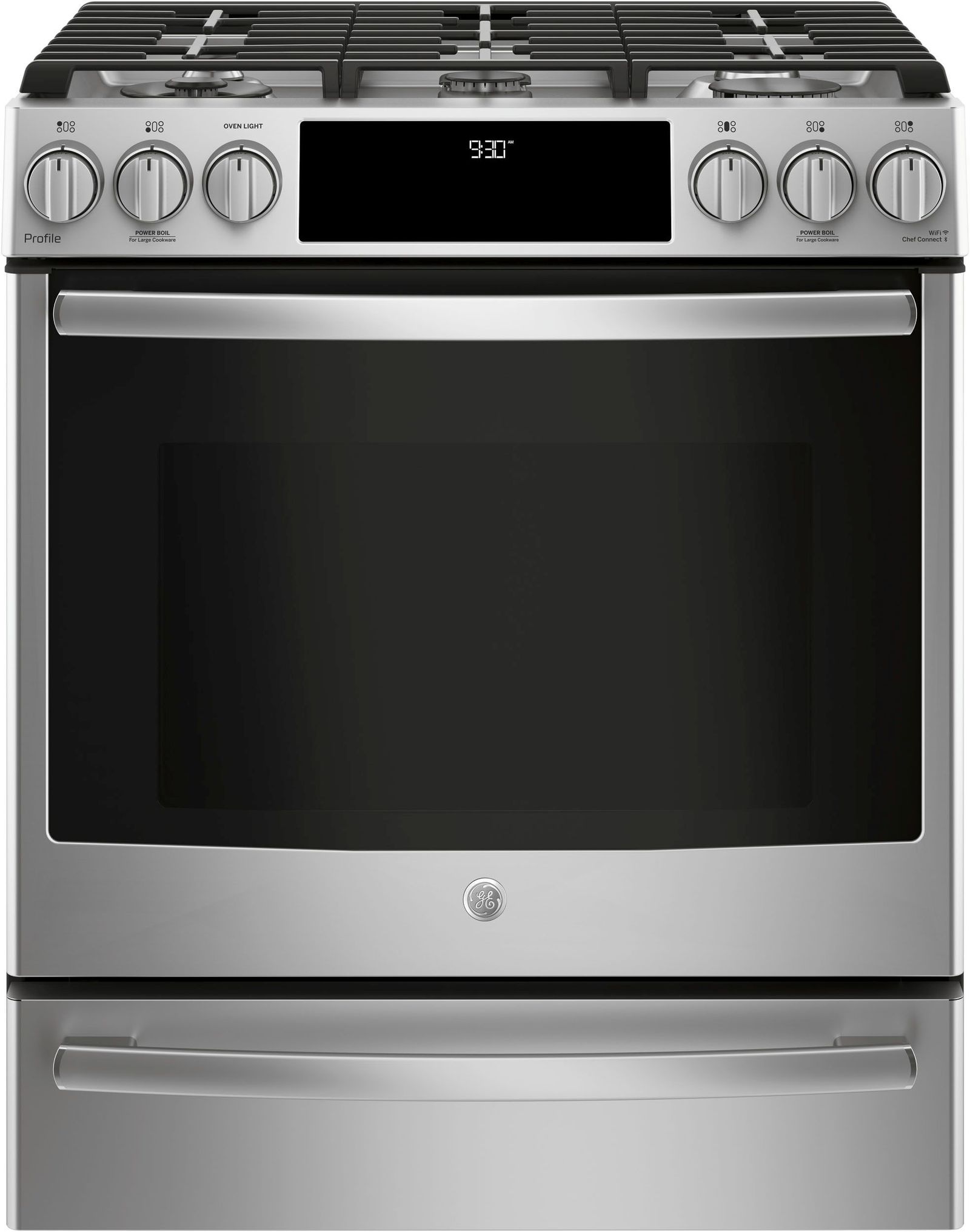 GE Profile™ 30" Stainless Steel Slide-In Front Control Gas Range