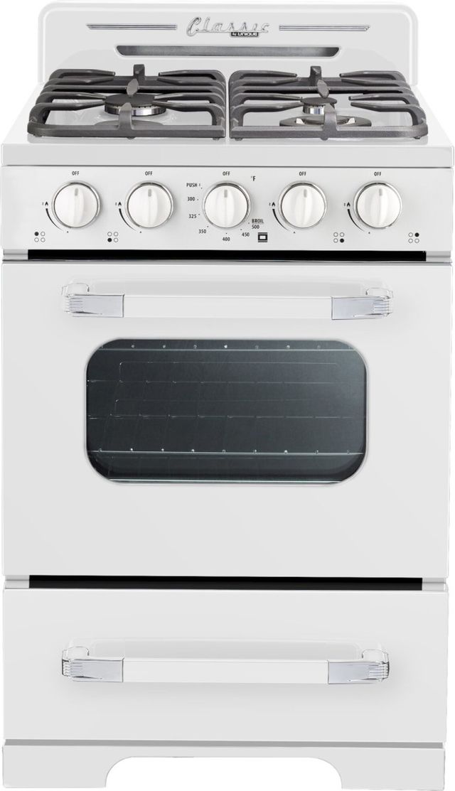 Unique® Appliances Classic Retro 24" White Freestanding Gas Range-0