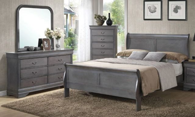 American Wholesale Furniture Louis Philippe 3-Piece Gray Queen Bedroom Set-1