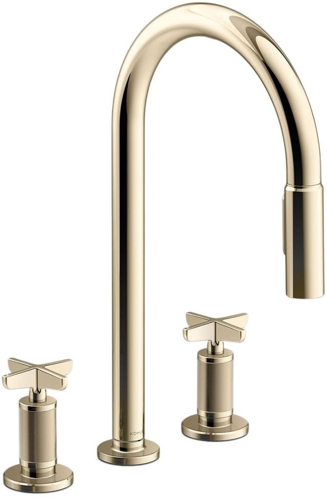 KOHLER® Billet® Vibrant French Gold Touchless Kitchen Sink Faucet with 2-Function Sprayhead-0