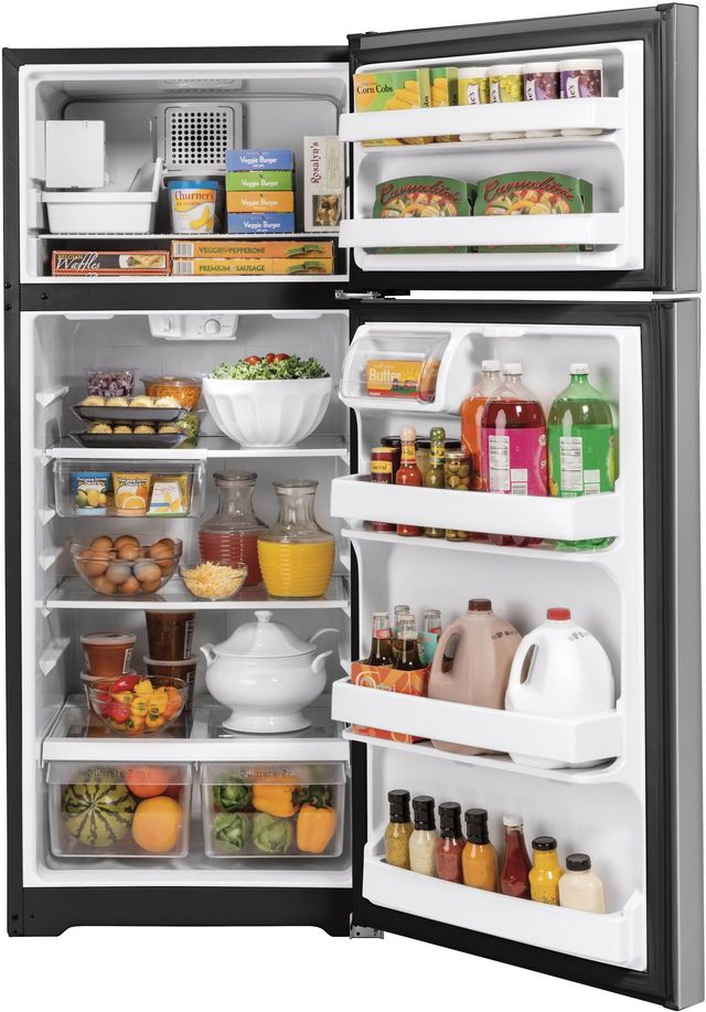 GE® 28 in. 17.5 Cu. Ft. Stainless Steel Top Freezer Refrigerator-3
