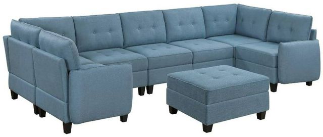 Homelegance® Garren 8-Piece Blue Modular Sectional with Storage and Ottoman-0
