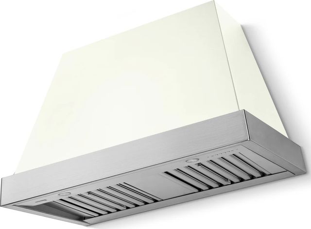 La Cornue CornuFé Euclid 44" Pure White Wall Mounted Range Hood with Satin Chrome Trim-0