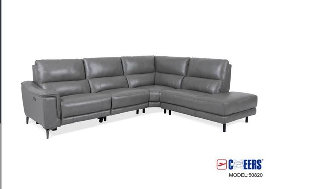 Steel 4 Piece Leather Sectional-0