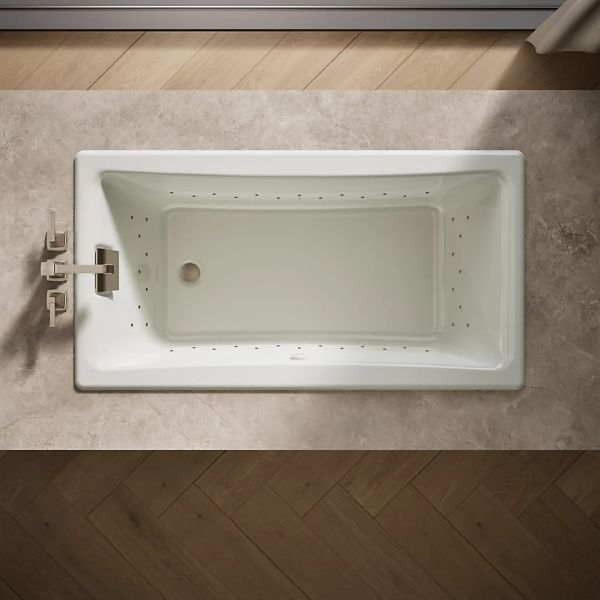 KOHLER® Tea-For-Two® Dune 60" x 32" Drop-In Heated BubbleMassage™ Air Bath with Reversible Drain-1