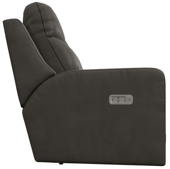 La-Z-Boy® Emmons Pewter Leather Power Reclining Loveseat with Console and Headrest-3