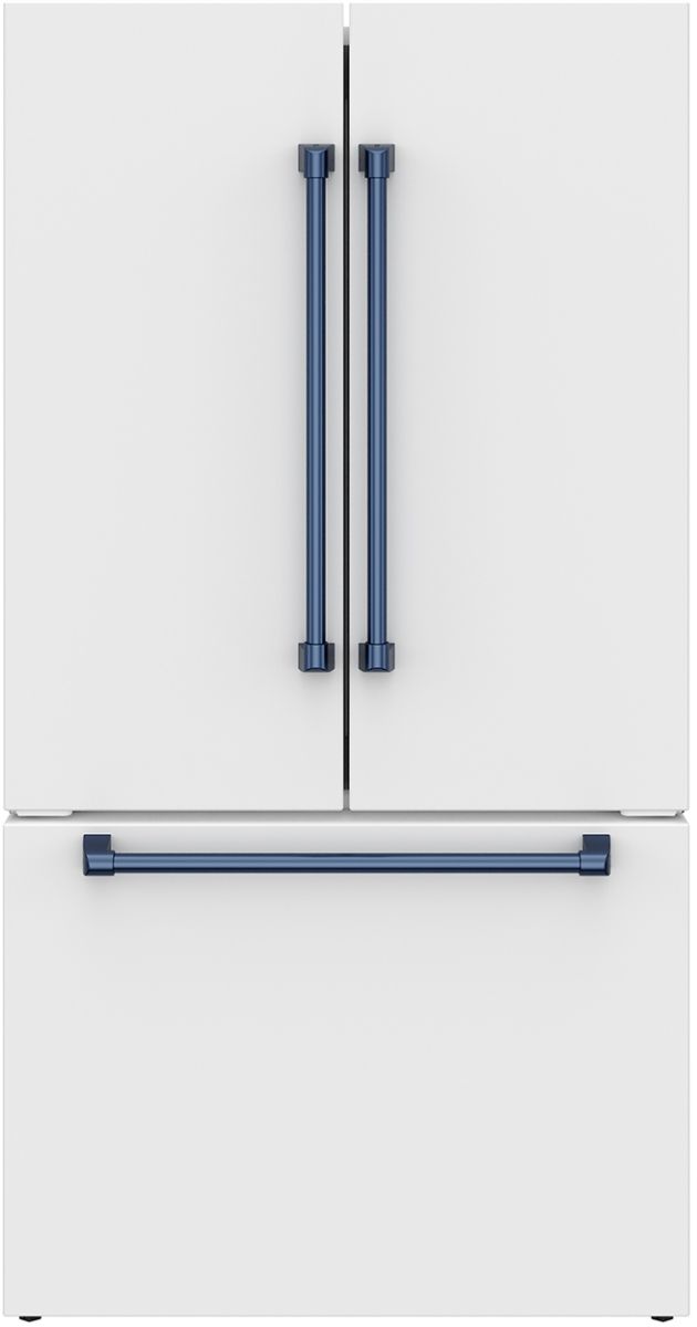 Thor Kitchen Gordon Ramsay Series 36" White French Door Counter Depth Refrigerator with Ice Maker & Blue Hardware-2