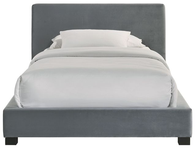 Elements International Brookhaven Espresso/Gray Twin Upholstered Panel Bed-3