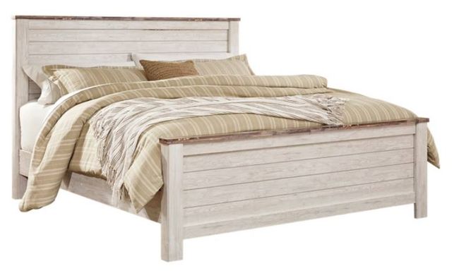 Signature Design by Ashley® Willowton 6-Piece Whitewash California King Panel Bed Set-2