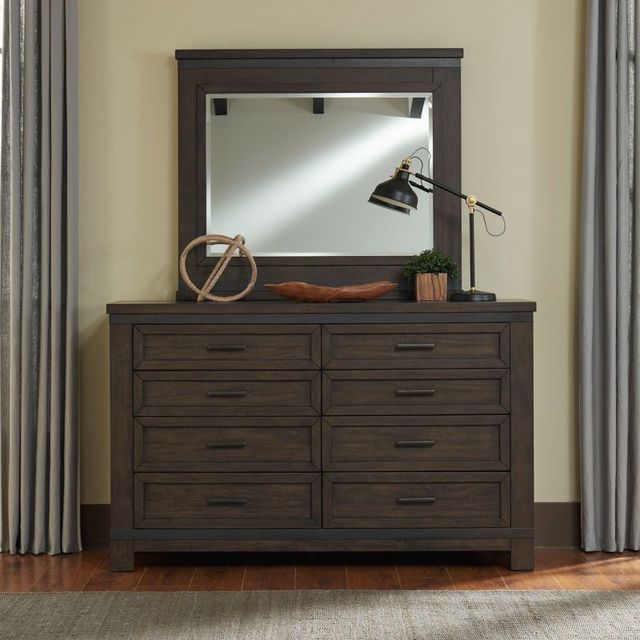 Liberty Furniture Thornwood Hills Rock Beaten Brown Dresser and Mirror-1