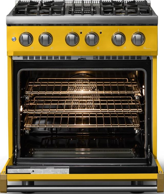 Viking® 5 Series 30" Daffodil Pro Style Dual Fuel (LP) Range with Brushed Brass Trim-1