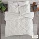 Olliix by Madison Park White King/California King Pacey 3 Piece Tufted Cotton Chenille Geometric Duvet Cover Set-5