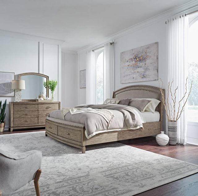 Liberty Furniture Avalon Burnished Beige King Upholstered Storage Panel Bed-9