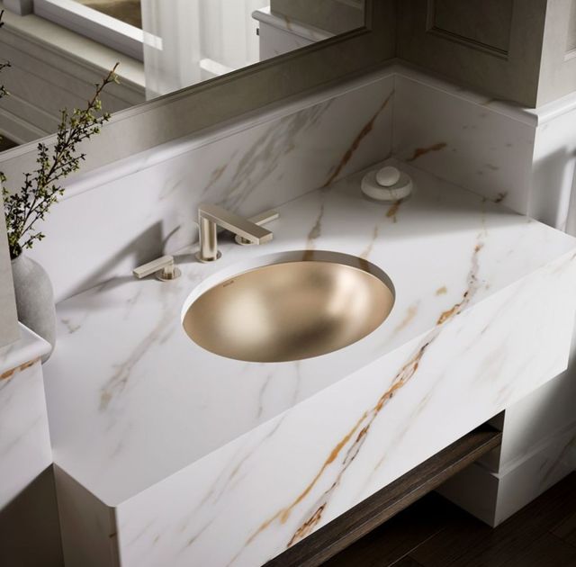 Kohler Bachata® Vibrant Brushed Bronze 20" Oval Drop-In/Undermount Bathroom Sink, No Overflow-2