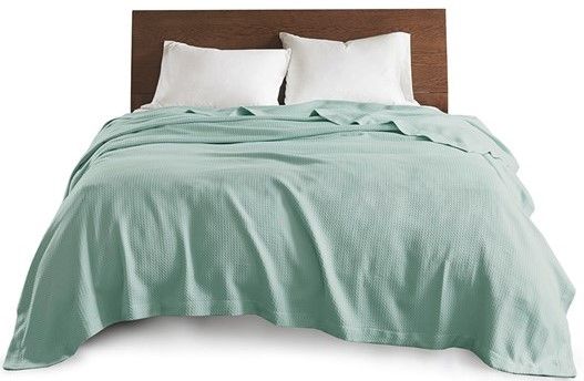 Olliix by Madison Park 100% Certified Egyptian Cotton Seafoam King Blanket-1
