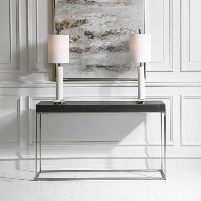 Uttermost® Jase Black Console Table with Brushed Nickel Base-1