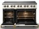 Viking® 5 Series 48" Pure White Pro Style Induction Range with Brushed Brass Trim-1