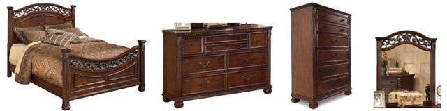 Signature Design by Ashley® Leahlyn 4-Piece Warm Brown King Panel Bed Set-0