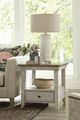 Hammary® Chambers Medium Brown Rectangular End Table with Chalk White Base-1