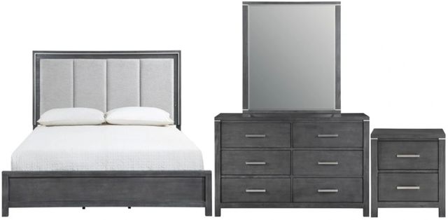 New Classic® Home Furnishings Odessa 4-Piece Charcoal Gray Queen Panel Bedroom Set-0
