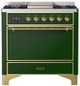 Ilve® Majestic III 36" Emerald Green Pro Style Dual Fuel Liquid Propane Range with Solid Door and Brass Trim-0