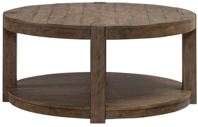 Liberty Furniture Broadmore Cobblestone Brown Round Cocktail Table-2