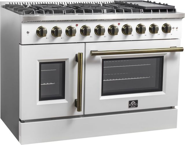 FORNO® Galiano Series Alta Qualita 48" White Pro Style Gas Range-2