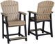 Signature Design by Ashley® Fairen Trail 2-Piece Black/Driftwood Polyethylene/Stainless Steel Outdoor Tall Barstool-2
