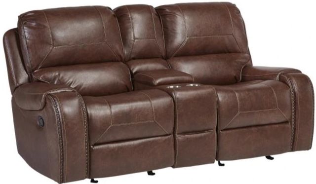 Corinthian Furniture Wheeler Tobacco Manual Reclining Glider Loveseat with Console-0