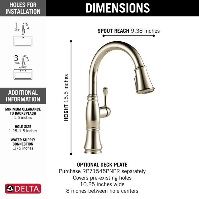 Delta Cassidy® Lumicoat® Polished Nickel Single Handle Pull-Down  Kitchen Faucet-2