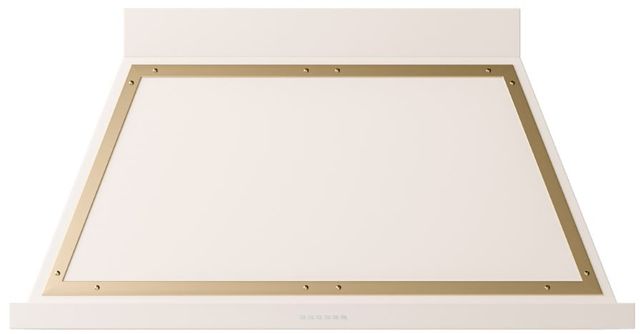 Ilve® Nostalgie II Noblesse 48" Antique White Wall Mounted Range Hood with Brass Trim-0