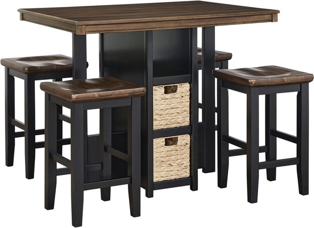Signature Design by Ashley® Dolingham 5-Piece Black/Brown Counter Height Dining Table Set-0