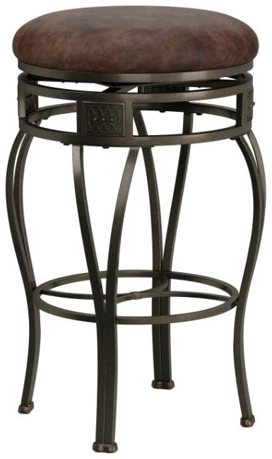 HH2 Home Montello Distressed Brown Swivel Backless Bar Stool-0