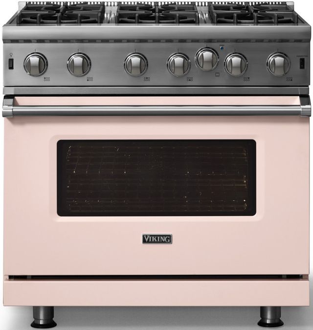 Viking® 5 Series 36" Blush Pro Style Natural Gas Range-3