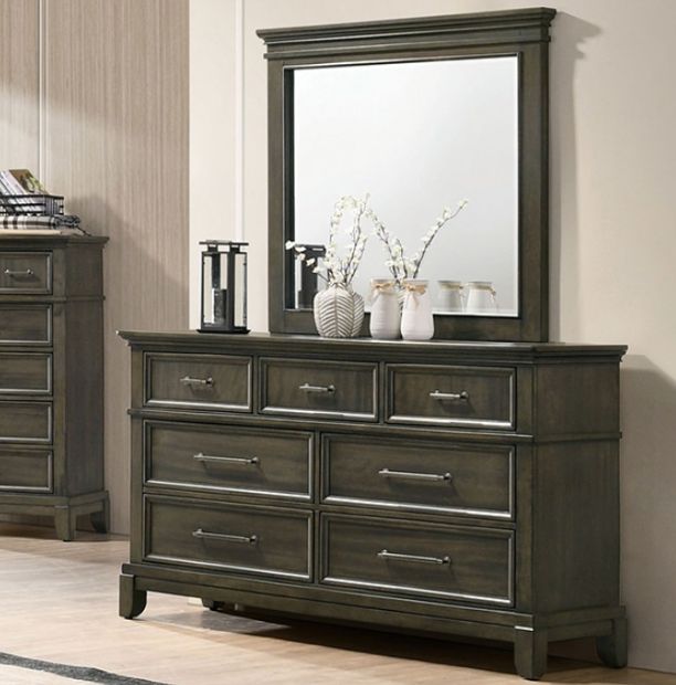 Furniture of America® Houston 4-Piece Gray Queen Bedroom Set-2