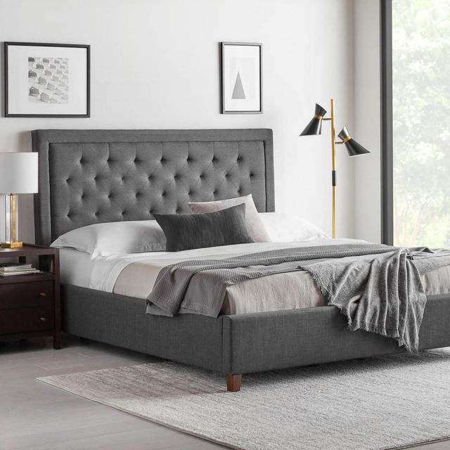 Malouf® Eastman Charcoal California King Upholstered Platform Bed-1