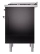 Ilve® Nostalgie II Noblesse 36'' Glossy Black Pro Style Dual Fuel Range with Chrome Trim-3