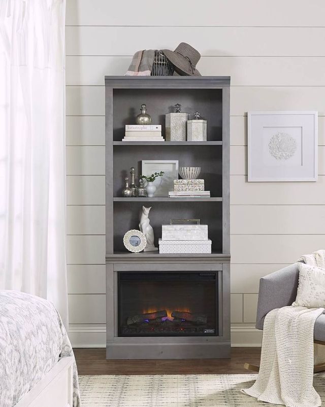 aspenhome® Churchill Smokey Gray 74" Fireplace Display Case-1