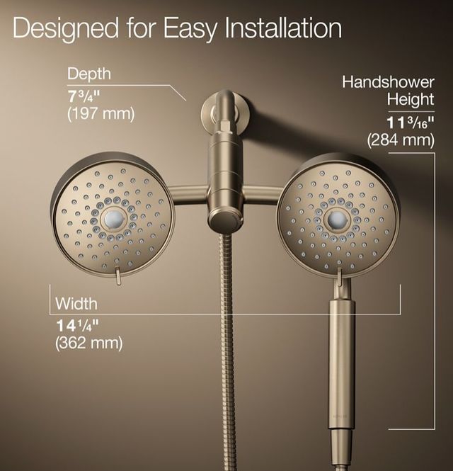 KOHLER® Purist® Vibrant Brushed Bronze 2.5 GPM 2-in-1 Multifunction Shower Combo Kit-2