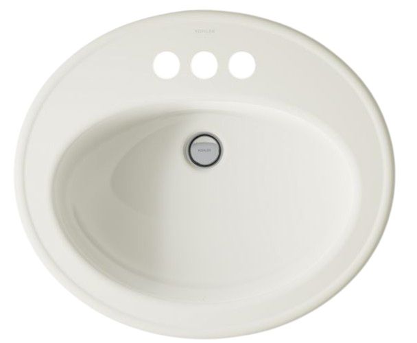 Kohler Pennington® Biscuit 20.25" Oval Drop-In Bathroom Sink-1