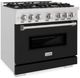 ZLINE Classic 36" Satin Stainless Steel Pro Style Gas Range with Black Matte Door-3