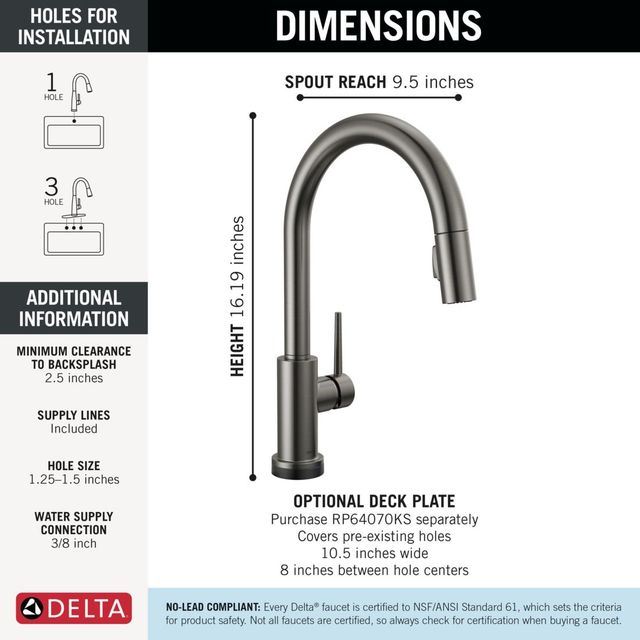 Delta Trinsic® Black Stainless VoiceIQ® Kitchen Faucet with Touch2O® Technology with Touchless Technology-2