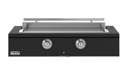 Caliber™ Rockwell Social 48" Ultra Matte Black Built-In Natural Gas Outdoor Griddle with Polished Chrome Hardware-0
