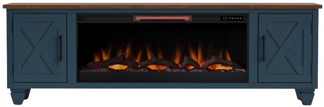 Legends Home Real Cozy Liberty Blue Denim/Whiskey 78" Fireplace Console-3