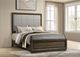 Coaster® Atlas Dark Oak/Gray California King Upholstered Panel Bed-1