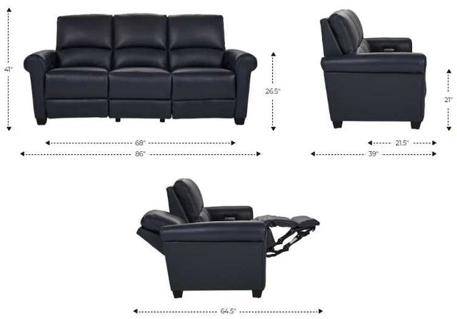 La-Z-Boy® Clybourn Navy Leather Power Reclining Sofa with Headrest-2