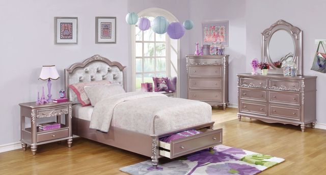 Coaster® Caroline 4 Piece Metallic Lilac Twin Storage Bedroom Set-0