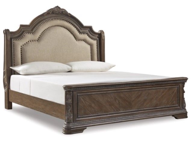 Signature Design by Ashley® Charmond 3-Piece Brown Queen Upholstered Sleigh Bed Set-1