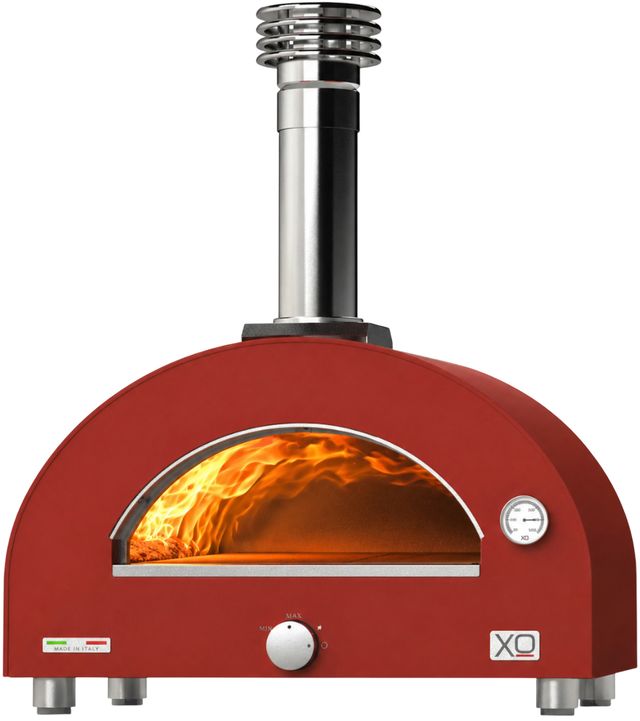 XO 29" Red Countertop Natural Gas and Wood Pizza Oven-2